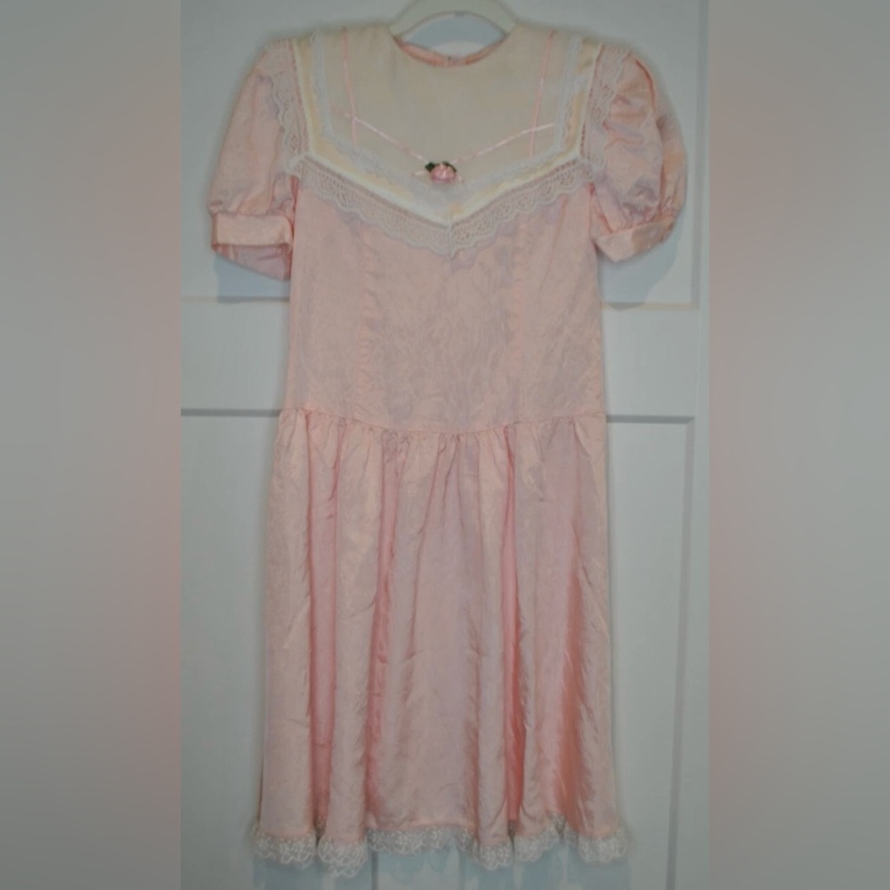 Gunne Sax By Jessica Mcclintock Taffeta Lace Large Collar Vintage Dress Girls 12